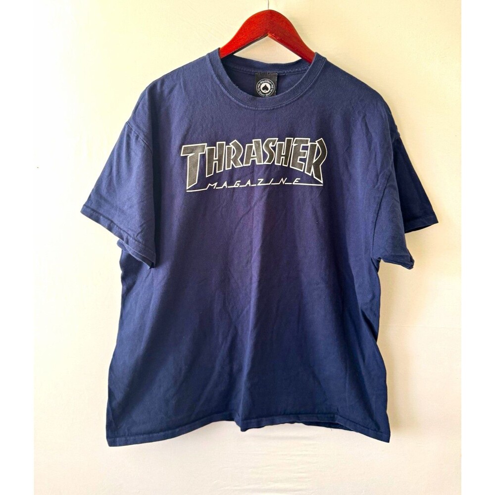 Thrasher Logo Graphic T-Shirt Men’s XL Blue Crew Neck Short Sleeve Cotton